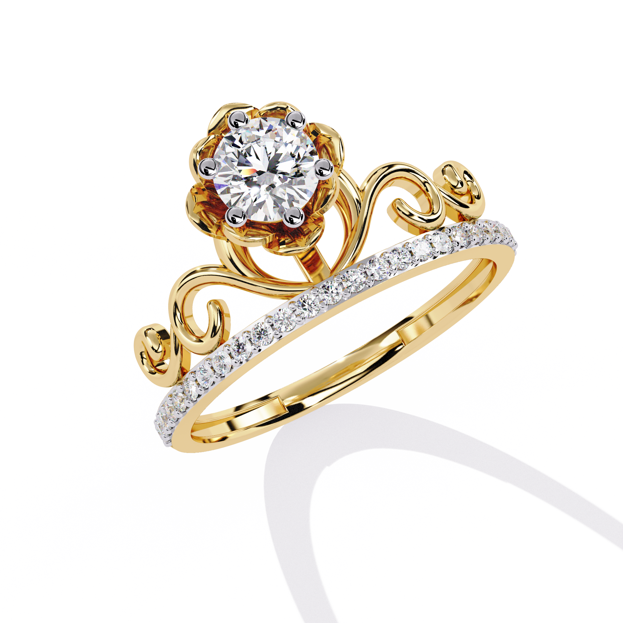 Solitairekart -0.56 CT Lab Grown Diamond Floral Crown Ring